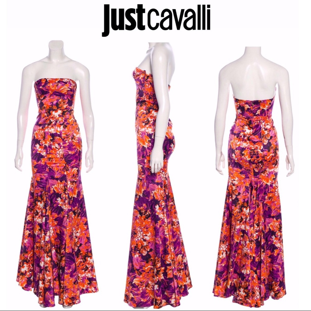 ROBERTO CAVALLI Mermaid Long Maxi Dress Gown Sz 40